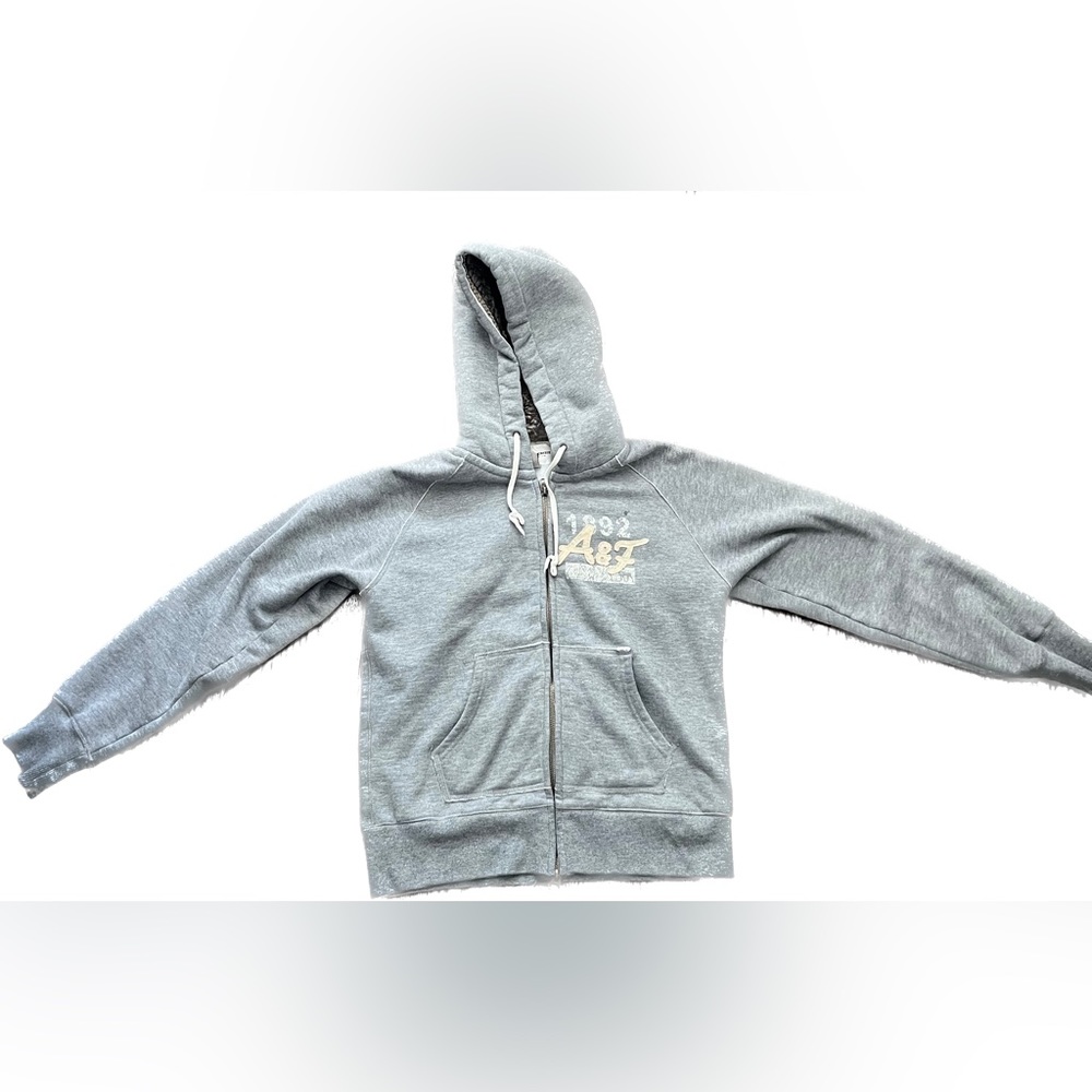 EUC Hoodie Abercrombie & Fitch Gray Lined Zipup Size XL (Fits L)